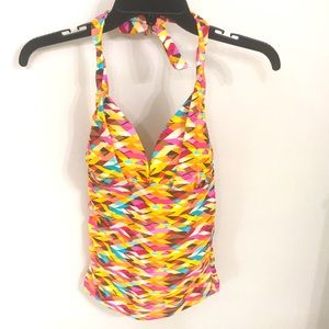 Sunsets tankini top, size Small, halter style, light padding